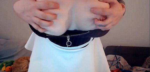  Busty emo babe N0V454K1 shows boobs and sucks cock